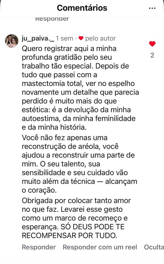 Depoimento de aluna sobre o Mapeamento de Aréolas